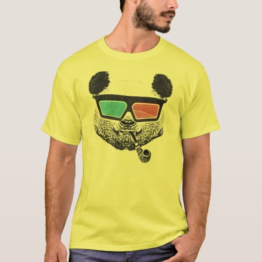 Vintage Panda 3-D-Brille T-Shirt (Vorderseite)