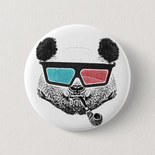Vintage-Panda-3D-Brille Button (Vorderseite)