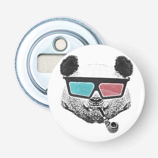 Vintage-Panda-3D-Brille Flaschenöffner (Vorderseite)