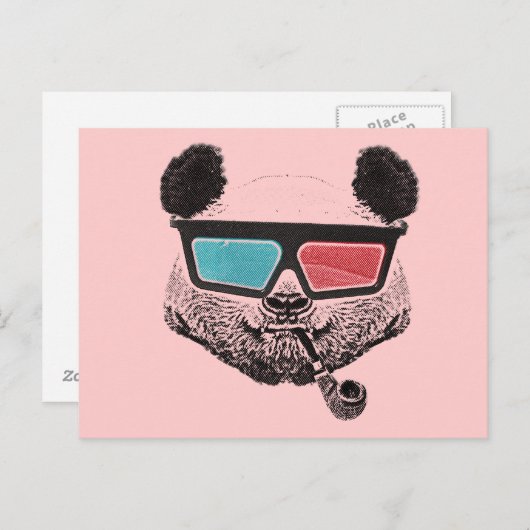 Vintage Panda 3D-Brille Postkarte (Vorne/Hinten)