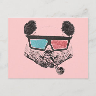 Vintage Panda 3D-Brille Postkarte