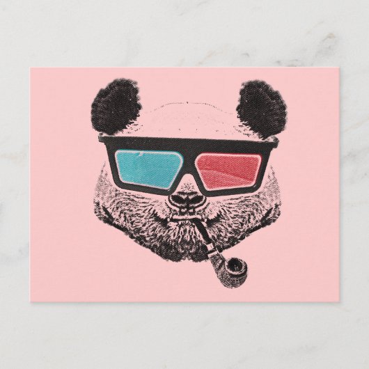 Vintage Panda 3D-Brille Postkarte (Vorderseite)