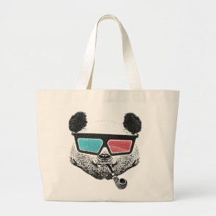 Vintage Panda glasses3-D Jumbo Stoffbeutel