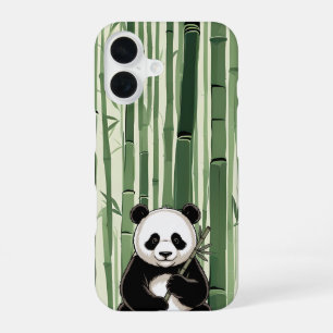 Vintage-Panda-Handyhülle mit Bambus iPhone 16 Hülle