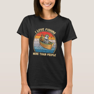 Vintage Panda Ich liebe Angeln mehr als Menschen f T-Shirt