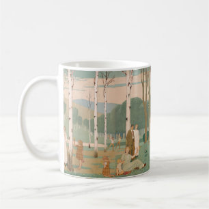 Vintage Panorama-Picknick im Birkenwald Kaffeetasse