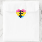 Vintage Pansexual-Flagge Herz-Aufkleber (Tasche)