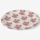Vintage Pansy Blooms Papier Teller — handbemalt (Schrägansicht)