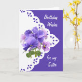 Vintage Pansy-Blume für Schwester Birthday Card Karte (Gelbe Blume)