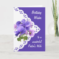 Vintage Pansy Blume Pastor Ehefrau Geburtstagskart