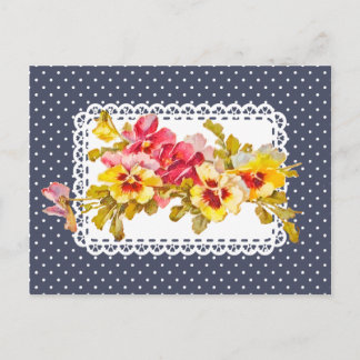Vintage Pansy-Blume und zarte Dosen Postkarte