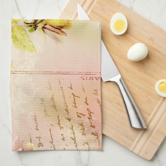 Vintage Pansy-Blumenpostkarte Geschirrtuch (Viertel Falte)