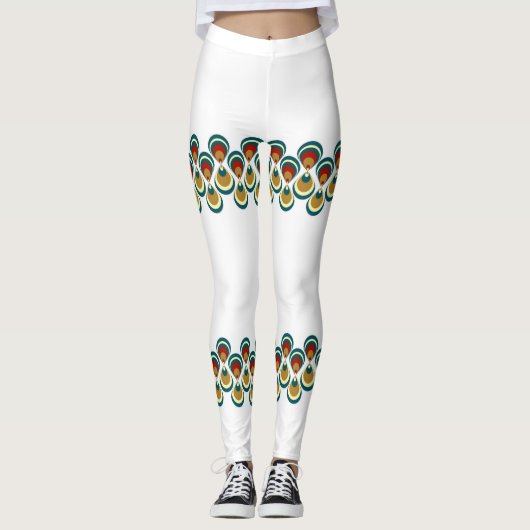 Vintage paon on white leggings (Vorderseite)