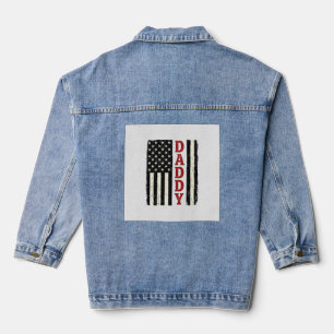 Vintage Papa American Flag Shirt Design_1 Jeansjacke