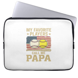 Vintage Papa Baseball Softball Spieler Shirt Desig Laptopschutzhülle