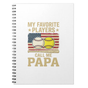 Vintage Papa Baseball Softball Spieler Shirt Desig Notizblock