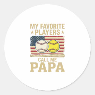 Vintage Papa Baseball Softball Spieler Shirt Desig Runder Aufkleber