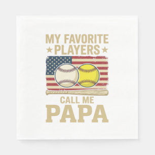 Vintage Papa Baseball Softball Spieler Shirt Desig Serviette