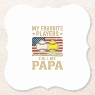 Vintage Papa Baseball Softball Spieler Shirt Desig Untersetzer