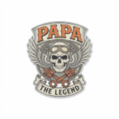 Vintage Papa Biker Skull Legend Aufkleber (Vorderseite)