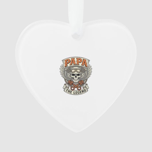 Vintage Papa Biker Skull Legend Ornament (Vorderseite)