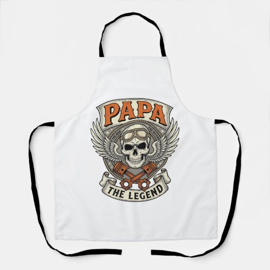 Vintage Papa Biker Skull Legend Schürze (Vorderseite)