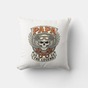 Vintage Papa Biker-Totenkopf-Legende Kissen