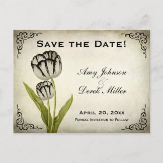 Vintage Papageien-Tulpe Save-the-Date-Postkarte Ankündigungspostkarte