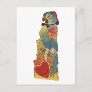 Vintage-Papageien-Valentinstag Feiertagspostkarte