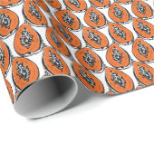 Vintage Papaya Holzkohle Zeichnend Muster. Geschenkpapier (Rolleneckpunkt)