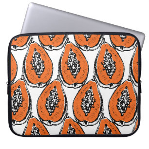 Vintage Papaya Holzkohle Zeichnend Muster. Laptopschutzhülle