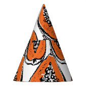 Vintage Papaya Holzkohle Zeichnend Muster. Partyhütchen (Links)