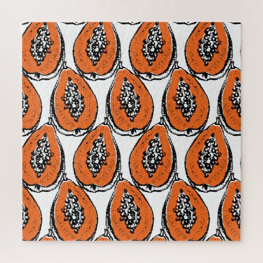 Vintage Papaya Holzkohle Zeichnend Muster. Puzzle (Vertikal)