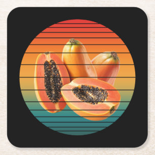 Vintage-Papayafrüchte gesunde vegane Lebensmittel Rechteckiger Pappuntersetzer