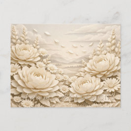 Vintage Paper Flower Field Landscape Postkarte