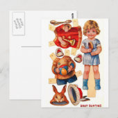 Vintage Paperdoll Kleine Babyjagd Postkarte (Vorne/Hinten)