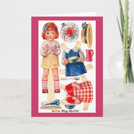 Vintage Paperdoll kleine Grußkarte Fräuleins Karte (Vorderseite)