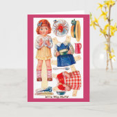 Vintage Paperdoll kleine Grußkarte Fräuleins Karte (Gelbe Blume)