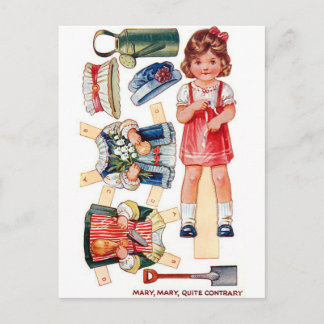Vintage Paperdoll Mary, Mary ganz im Gegensatz Postkarte