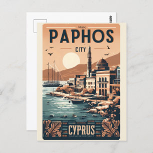 Vintage Paphos-Stadt, Zypern-Urlaubsgeschenk Anden Postkarte