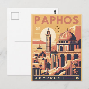 Vintage Paphos-Stadt, Zypern-Urlaubsgeschenk Anden Postkarte