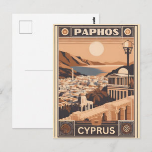 Vintage Paphos-Stadt, Zypern-Urlaubsgeschenk Anden Postkarte