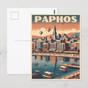 Vintage Paphos-Stadt, Zypern-Urlaubsgeschenk Anden Postkarte