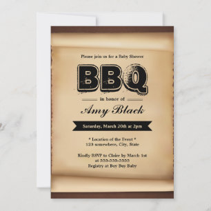 Vintage-Papier-Baby-Shower-BBQ-Party-Einladungen Einladung