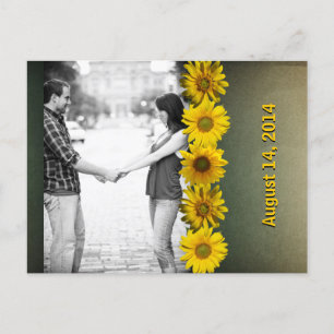 Vintage-Papier-Gelbe-Sonnenblumen-Foto-Save-the-Da Ankündigungspostkarte