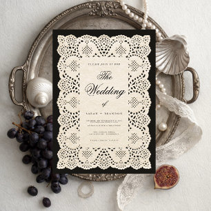 Vintage Papier-Lace Hochzeit Schwarz Einladung