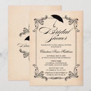 Vintage Papier-Look und Ornament Brautparty-Einlad Einladung