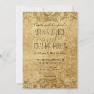 Vintage Papier Reben Typografie Rustikale Hochzeit Einladung