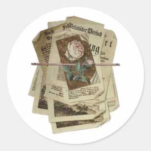 Vintage Papieranzeigen Scrapbooking Rosa Rose Runder Aufkleber