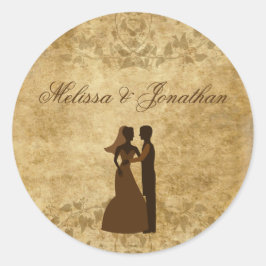 Vintage Papierbräuner Hochzeit einmal Runder Aufkleber
